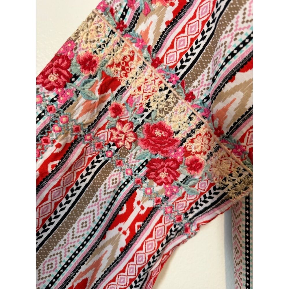 NWT SAVANNA JANE Top Womens Pink Cottagecore Peasant Southwest Pattern Size XL - Picture 6 of 9